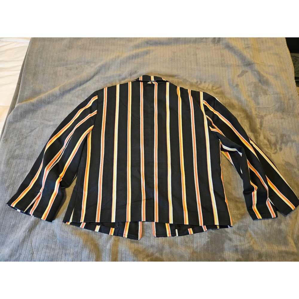 J'Envie New York Womens Striped Blazer Navy Orange Yellow Open Front Jacket 10 - Picture 10 of 10